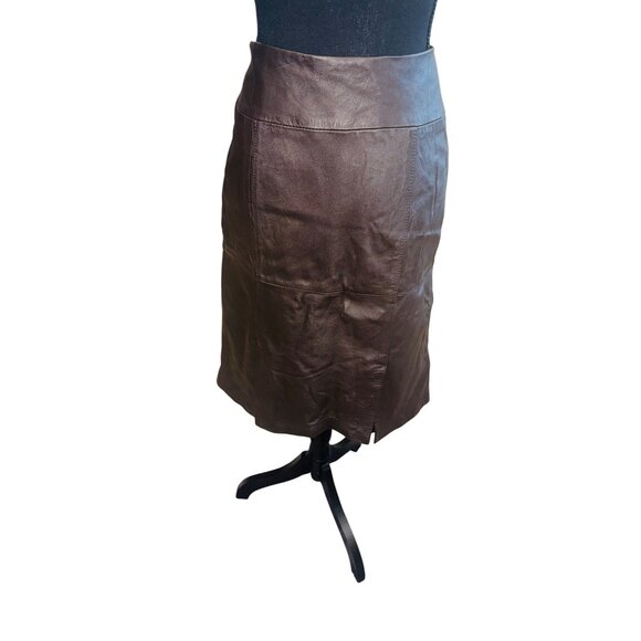 Sexy Black Leather A-Line Skirt Glam City Careerwear Jaclyn Smith L Mobwife Line - Picture 4 of 5